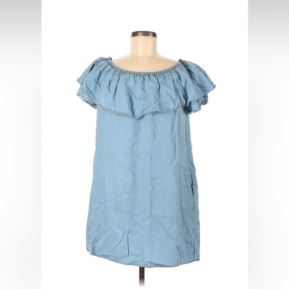 Zara Dresses & Skirts - Zara Off the Shoulder Denim Dress Size large